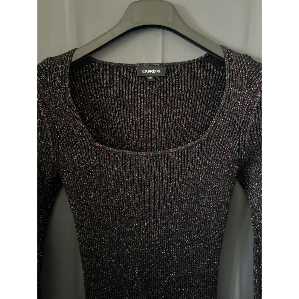 Express Metallic Ribbed Bodycon Dress - Picture 2 of 6
